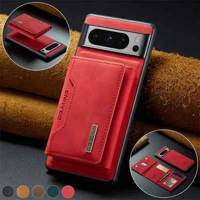 Luxury Magnetic Leather Wallet Case for Google Pixel 9 Pro 8 7 7A 6 6A Fold Pixel9 XL Pixel7 Kickstand Credit Card Holder Cover