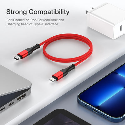 PD 27W Fast Charge Cable For iPhone 14 13 12 11 Pro Max X 6 7 8 Plus SE iPad USB Type C To Lighting Data Charger USBC Wire 2M 3M