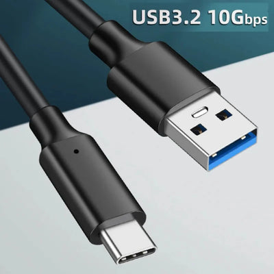 USB3.2 10Gbps Cable USB Type A to USB C 3.2 Gen2 Cable Data Transfer USB C SSD Hard Disk Cable 3A 60W QC 3.0 Fast Charging 1m 2m
