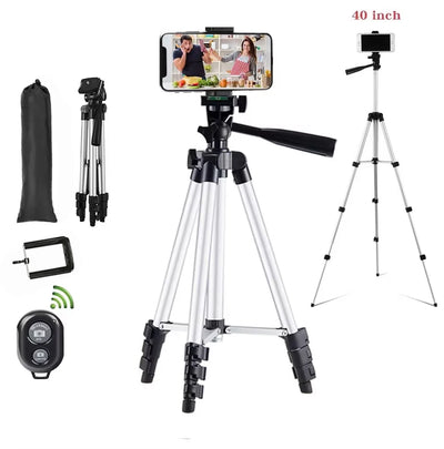 Phone Tripod Stand with Bluetooth Remote Aluminum Universal Camera Gopro Phone Photography Holder Recording Mobile Live Tripod