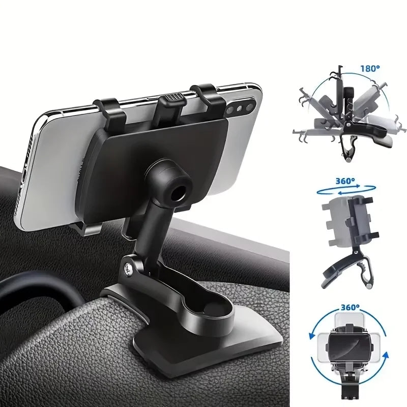 Universal Rotating Car Phone Mount Holder - 360° Adjustable Dashboard, and Compatibility for 4-7" Smartphones like