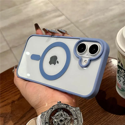 Luxury For Magsafe Transparent Case For iPhone 11 12 13 14 15 16 17 Pro Max Mini Plus Magnetic Wireless Charge Bumper Case Cover