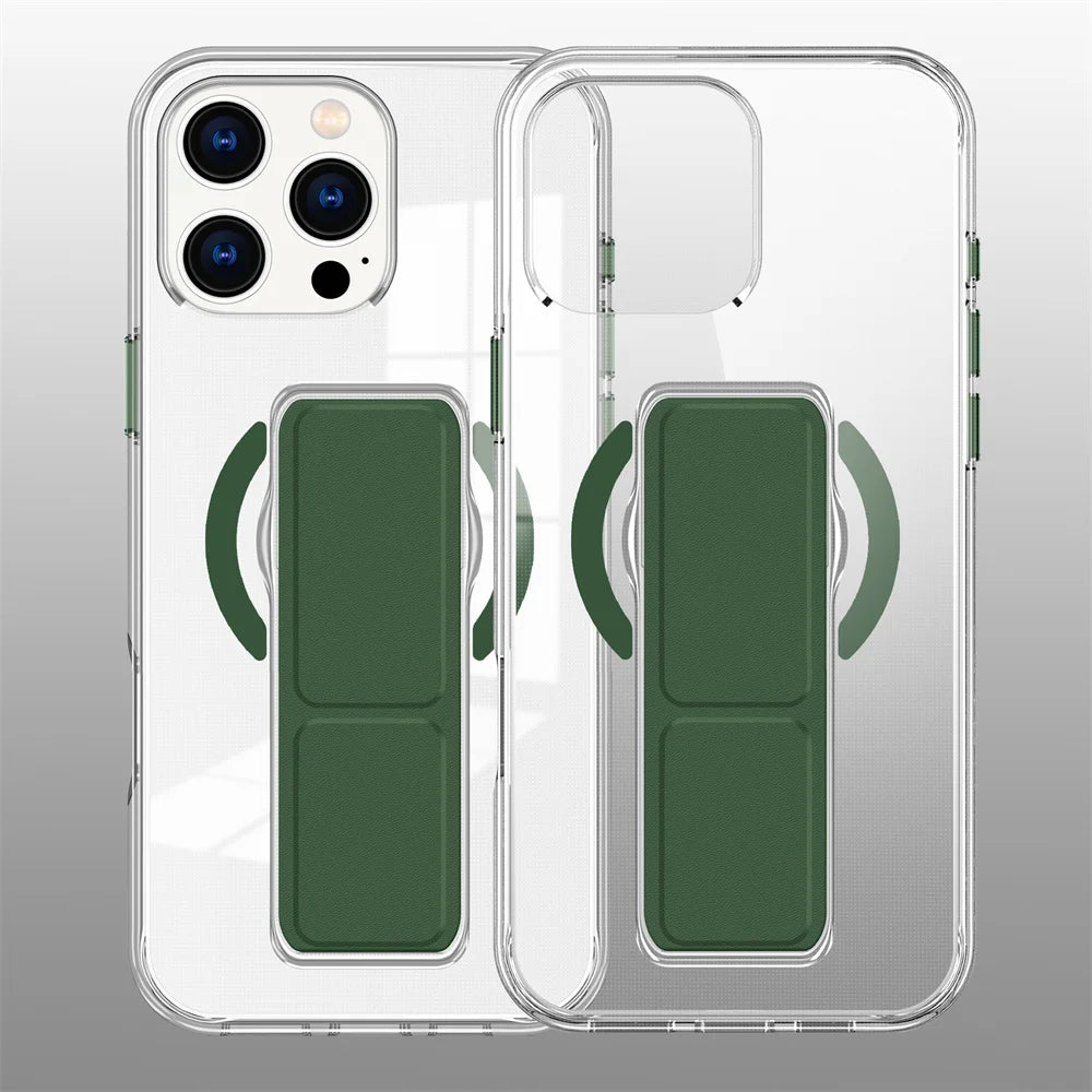 Luxury Folding Wristband Stand Magnetic Phone Case For iPhone 17 18 Pro Max 15 16 Plus 14 13 12 Shockproof Protective Back Cover