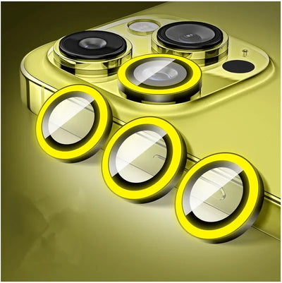 Luminous Metal Ring Tempered Glass Camera Lens Protector for IPhone 16 15 14 13 11 Pro Max Plus 12 Mini 16Pro Lens Film Cover