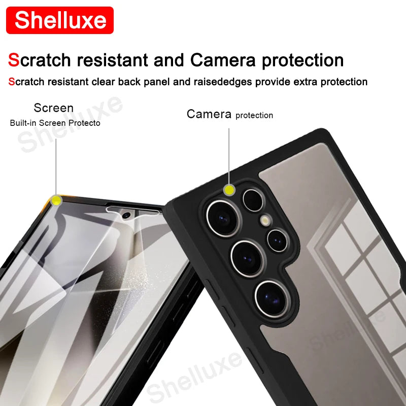 360 Full Body Front+Back Case Shelluxe For Samsung Galaxy S26 S25 Edge S24 S23 Ultra S22 Plus S21 FE Silicone Double Sided Cover