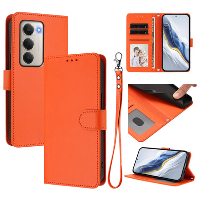 Solid Color Flip Wallet Leather Case For iPhone 17 13 14 15 16 12 Pro Max Air 16E 16 15 14 Plus 12 13 Mini Lanyard Back Cover