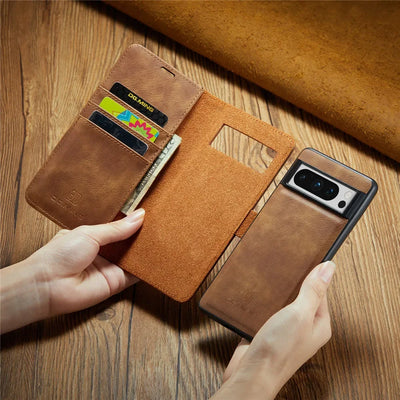 Luxury 2 in 1 Leather Detachable Hold Card Wallet Magnetic Flip Phone Cover Case For Google Pixel 8 Pro 5A 6 6Pro 6A 7 7A 9 10A