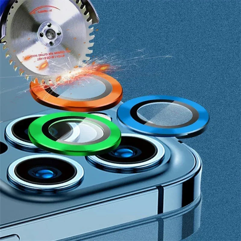 Luminous Metal Ring Tempered Glass Camera Lens Protector for IPhone 16 15 14 13 11 Pro Max Plus 12 Mini 16Pro Lens Film Cover