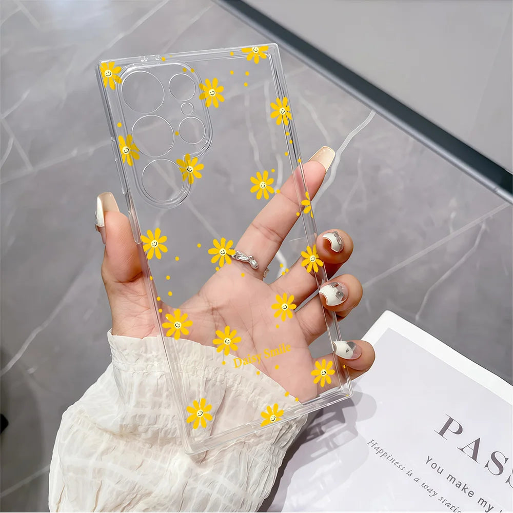 Daisy Smile Print Soft TPU Case for Samsung Galaxy S26 S25 S24 S23 S22 S21 S20 Note 20 Ultra 9 8 10 S8 S9 S10 Plus Clear Cover