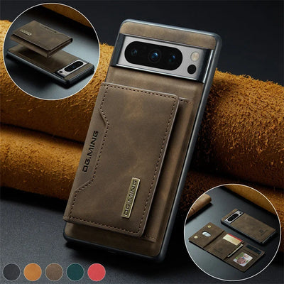 Luxury Magnetic Leather Wallet Case for Google Pixel 9 Pro 8 7 7A 6 6A Fold Pixel9 XL Pixel7 Kickstand Credit Card Holder Cover
