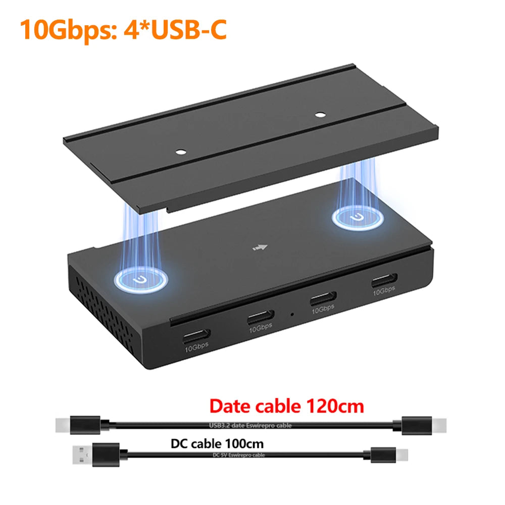 10Gbps USB HUB Desk Magnetic USB3.2 Splitter Adapter High Speed Data Transfer For MacBook Pro iMac Pro PC Laptops Accessories