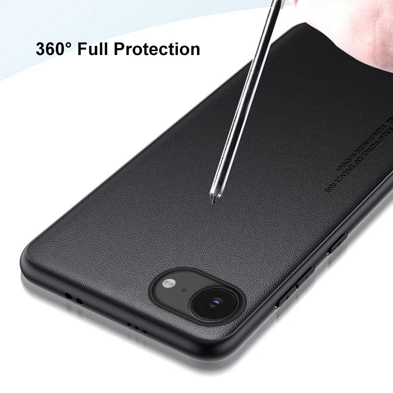 Luxury PU Leather Case for iPhone 16E Back Cover Silicone Shockproof Protection Phone Case for iPhone 16 E IPhone16E IPhone16 E