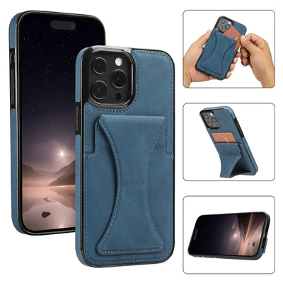 High Quality PU Leather Protective Credit Card Slots Foldable Kickstand Phone Case for iPhone 16 Pro Max 15 Plus 14 13 12 11