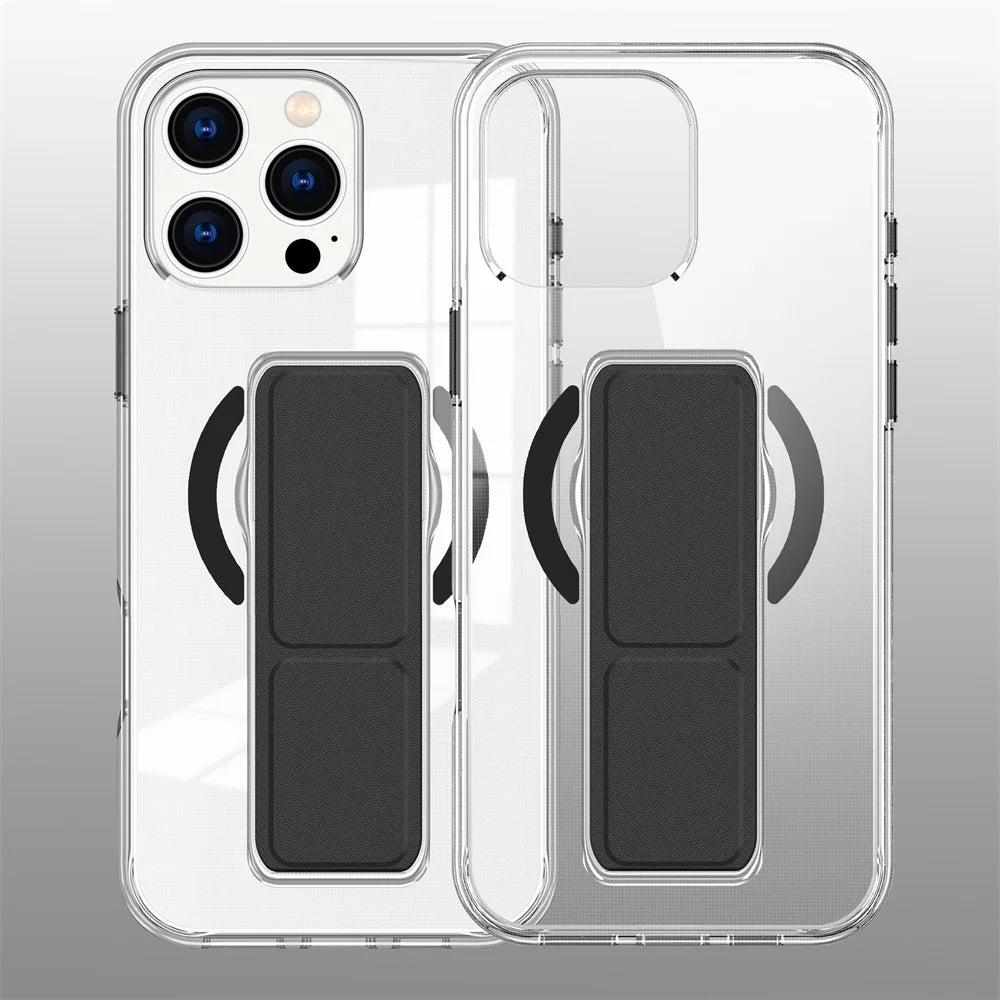 Luxury Folding Wristband Stand Magnetic Phone Case For iPhone 17 18 Pro Max 15 16 Plus 14 13 12 Shockproof Protective Back Cover