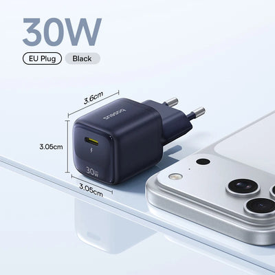 Baseus 30W GaN Charger PD Charger For iPhone 17 16 15 14 13 12 Max Fast Charger PD3.0 QC3.0 Phone Charger Type C Tablets Charger