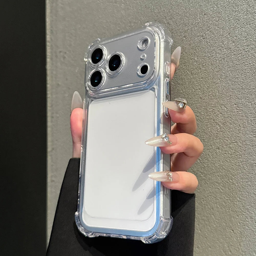 Luxury Hybrid Case For iPhone 17 16 15 14 13 12 11 Pro Max Plus Shockproof Clear Cover with Hard PC Back and Soft Silicone Edge