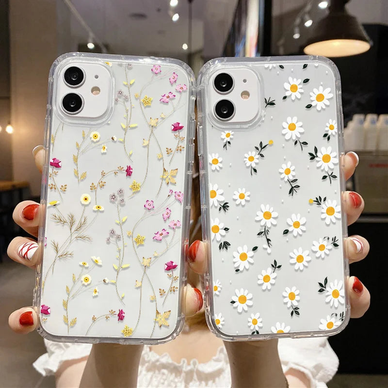 Flower Phone Case For iPhone 17 Case iPhone 15 13 14 18 11 12 16 Pro Max 7 8 Plus 13 Mini XR SE Soft Silicone Transparent Cover