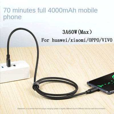 USB3.2 10Gbps Cable USB Type A to USB C 3.2 Gen2 Cable Data Transfer USB C SSD Hard Disk Cable 3A 60W QC 3.0 Fast Charging 1m 2m