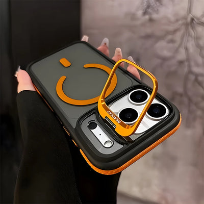 Anti-Slip Magnetic Bracket Phone Case | Compatible with iPhone 17,16,15,14,13,12,11/Pro/Pro Max/Air/Plus and Galaxy S22,S23,S24,S25,S26 Ultra/FE/Plus Series | All-in-One Design with Wireless Charging + Shockproof + Built-in S