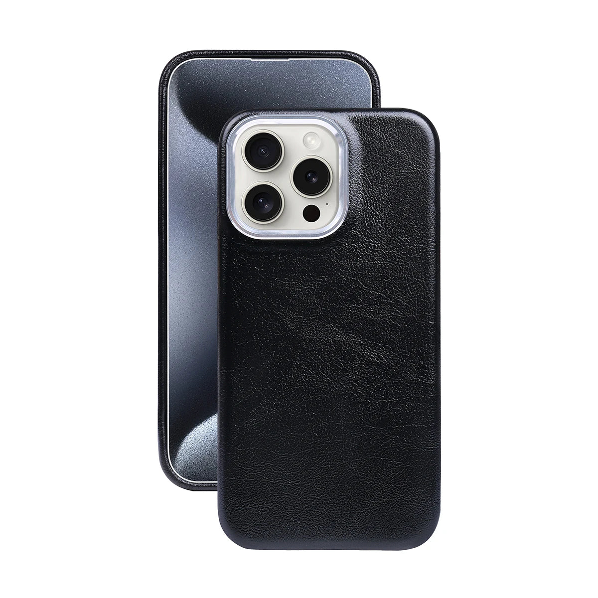 Luxury Classic Retro Textured Metal Frame All Inclusive PU Leather Case For iPhone 15 Pro Max 16 14 Plus 13 12 11