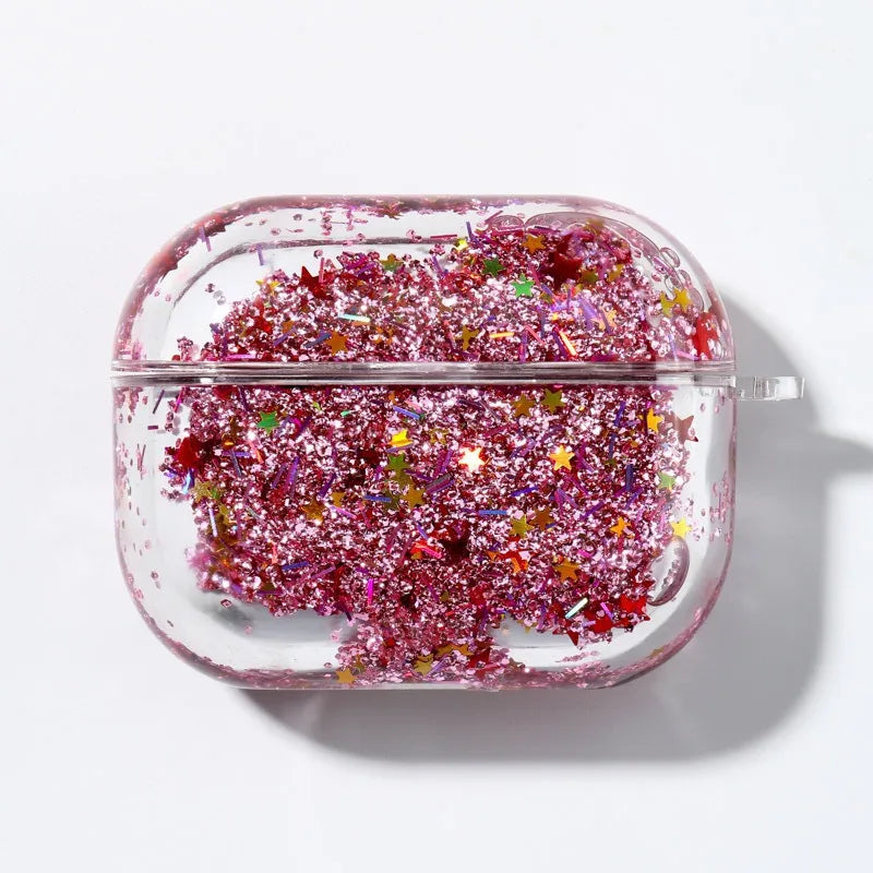 Guicksand Glitter Sequin Earphone Cover For Apple AirPods Pro 3 2 Air Pods 4 3 2 1 Crystal Hard Transparent Protective Case