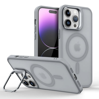 Magnetic Luxury Lens Metal Ring Stand Phone Case For iPhone 15 14 13 12 11 Pro Max Translucent For Magsafe Wireless Charge Cover