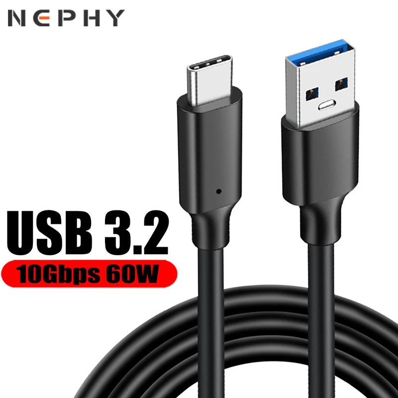 USB A To Type C Fast charge Cable For iPhone 15 Pro Max Macbook iPad Xiaomi USBC 3.2/3.1 Gen 2 60W 3A Data Charger Cord 2m 3m 5m