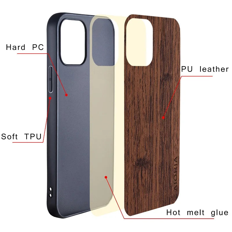 Case for iPhone 17e 16e Funda Straight Wood Grain PU Leather Phone Cover for iPhone 17e Case Capa