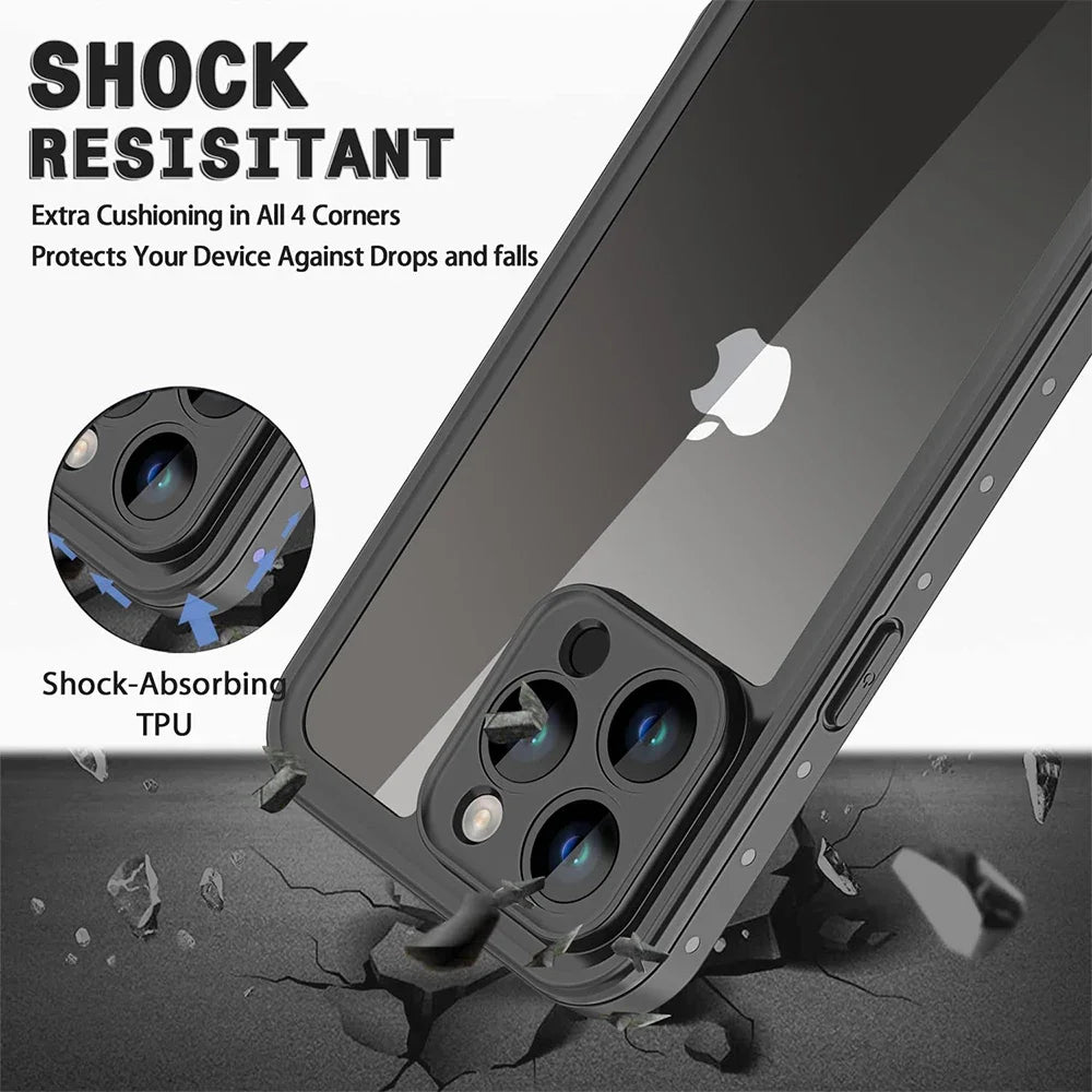 IP68 Shellbox Waterproof Case For iPhone 18 17 16 15 14 13 12 11 Pro Max XR XS Plus Metal Aluminum Swimming Phone Luxury Cover