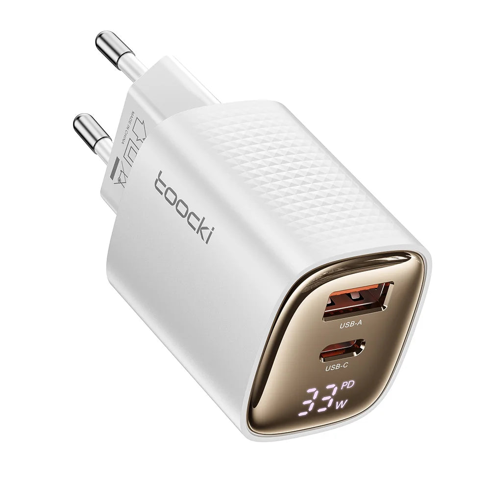 Toocki GaN USB Charger 33W Digital Display QC3.0 PD Fast Charger Type C for iPhone 15 14 13 Pro Max Smausng Xiaomi Honor POCO