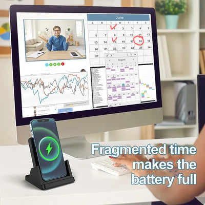 Fast Wireless Charger Pad + Holder for iPhone 17 15 14 13 12 11 Pro Max XR Samsung Galaxy Xiaomi Wireless Charging Dock Station