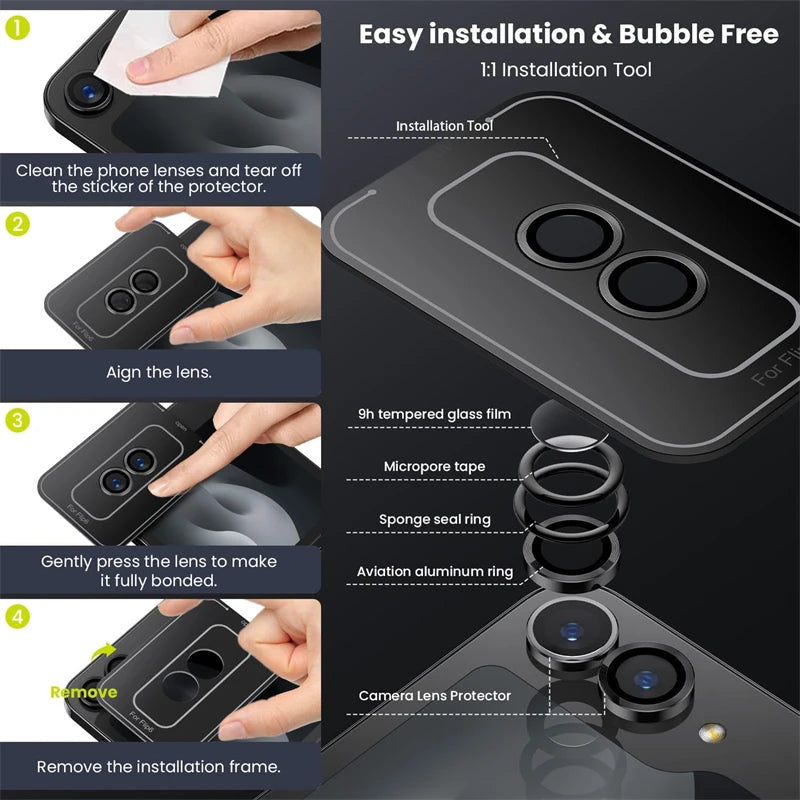 Metal Individual Ring Camera Lens Protector for Samsung Galaxy Z Flip 8 7 6 5 4 ZFlip Flip7 Flip8 Tempered Glass Film Full Cover