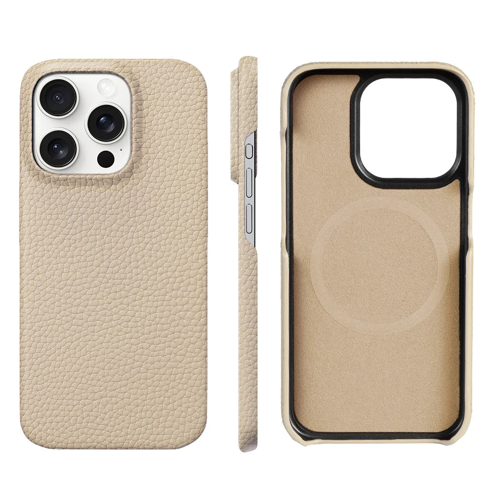 LANGSIDI Natural Cowhide Leather for Magsafe Case for iPhone 16 15 17 18 Pro Max 15Pro 16Pro Luxury Magnetic Phone Back Cover