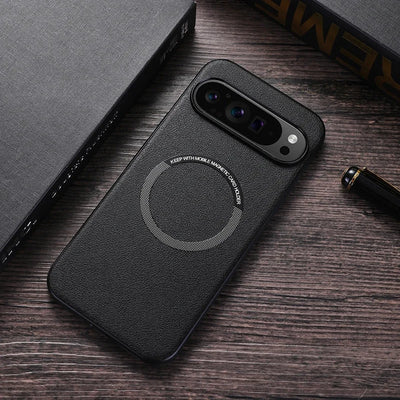 For Google Pixel 10 Pro XL Magsafe Magnetic Wireless Charging Case For Pixe 9 Pro XL 8 Pro PU Leather Shockproof Soft Cover