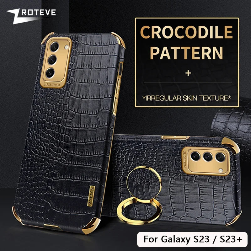 S25 Ultra Case ZROTEVE Crocodile Pattern Leather Cover For Samsung Galaxy S25 Edge S24 S23 FE S22 S21 Plus S24+ S25+ Phone Cases