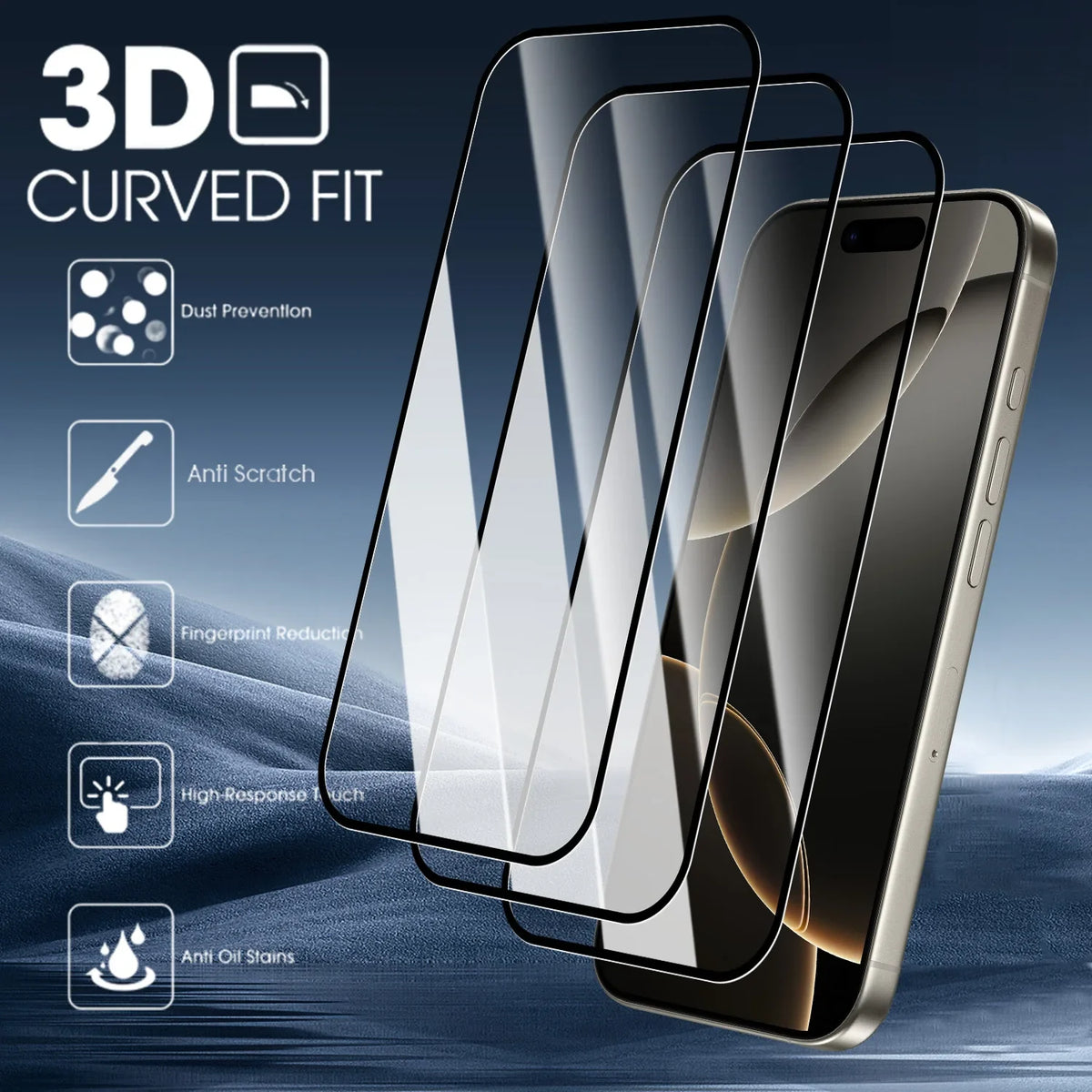 1-4PCS Screen Protector Glass For iPhone 17 Pro Max Air 17Pro 9H Hardness Tempered Glass Protective Cover Film For iPhone 17 16