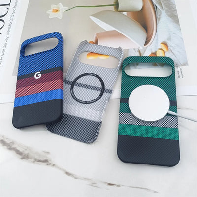 Luxury Carbon Fiber For Magsafe Case For Google Pixel 10 9 8 7 Pro 10 ProXL 9ProXL 9A Wireless Charging Matte Protective Cover