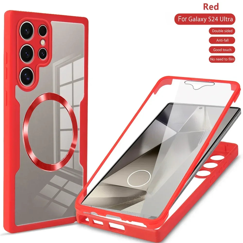 360° Full Shockproof Case for Samsung Galaxy S26 S25 S24 S23 S22  Ultra Plus FE Wireless Charging Transparent Cover
