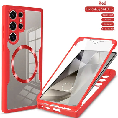 360° Full Shockproof Case for Samsung Galaxy S26 S25 S24 S23 S22  Ultra Plus FE Wireless Charging Transparent Cover