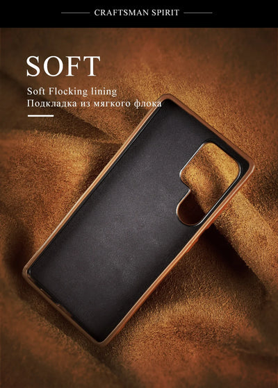 Luxury Magnetic Ring Genuine Leather Case for Samsung Galaxy S26 Ultra S24 S25edg S23 S22 S21 S20 S23 Stand Bracket Phone Cases