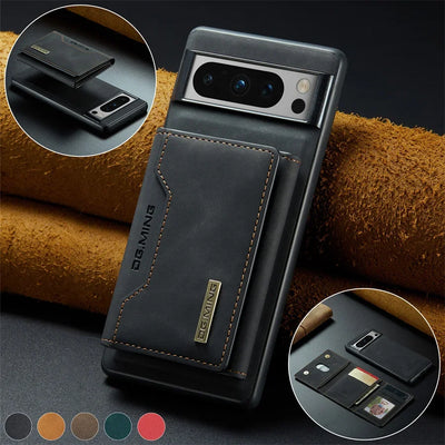 Luxury Magnetic Leather Wallet Case for Google Pixel 9 Pro 8 7 7A 6 6A Fold Pixel9 XL Pixel7 Kickstand Credit Card Holder Cover