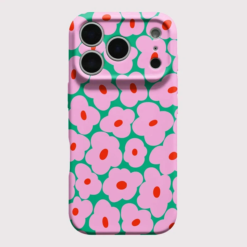 Coloful Full Cover Phone Case For iPhone 17 16 15 14 13 12 11 Pro Max Air 16ePlus XS Max X XR INS Flower Hard PC Bumper Case