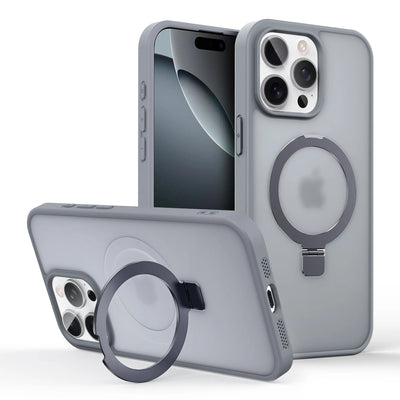 Shockproof Magnetic Kickstand Matte Case For iPhone 16 15 14 Plus 13 12 11 Pro Max Case With Holder Stand Cover for Magsafe
