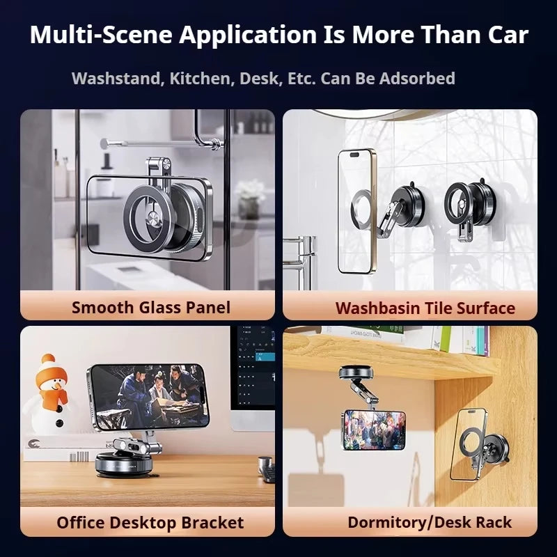 X53 Magnetic Phone Holder Rotating Folding Vacuum Suction Mag Stand For Car Navigation Gym Kitchen Streaming Bracket