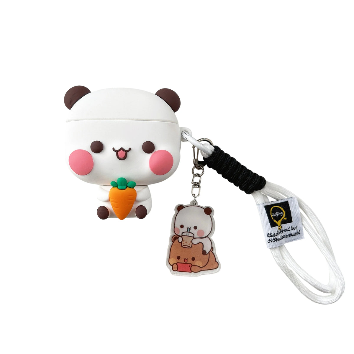 3D Panda Bear Soft Silicone For AirPods Case with Lanyard Keychain for AirPods 4 Pro Pro 2 Pro 3 Cute Shockproof Cover
