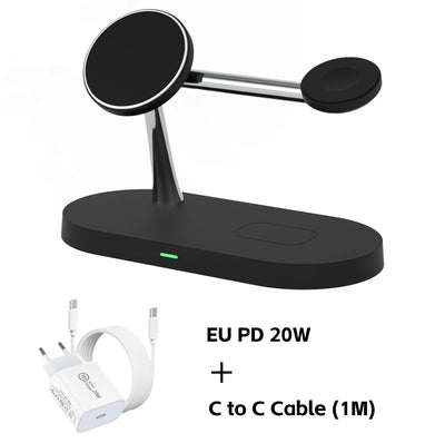 3 in 1 Wireless Charger Stand Magnetic For iPhone 12-17 Fast Charging Station for Apple Watch 11 10 9 8 7 6 5 Airpods 2 3 Pro