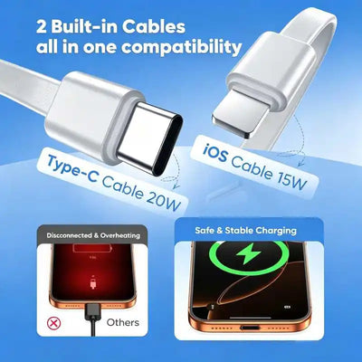 10000mAh 30W PD Fast Charging Power Bank Built-in 2 Cables Portable External Battery Pack LED Digital Display Slim Metal Powerbank For iPhone 18 Pro  Android Travel