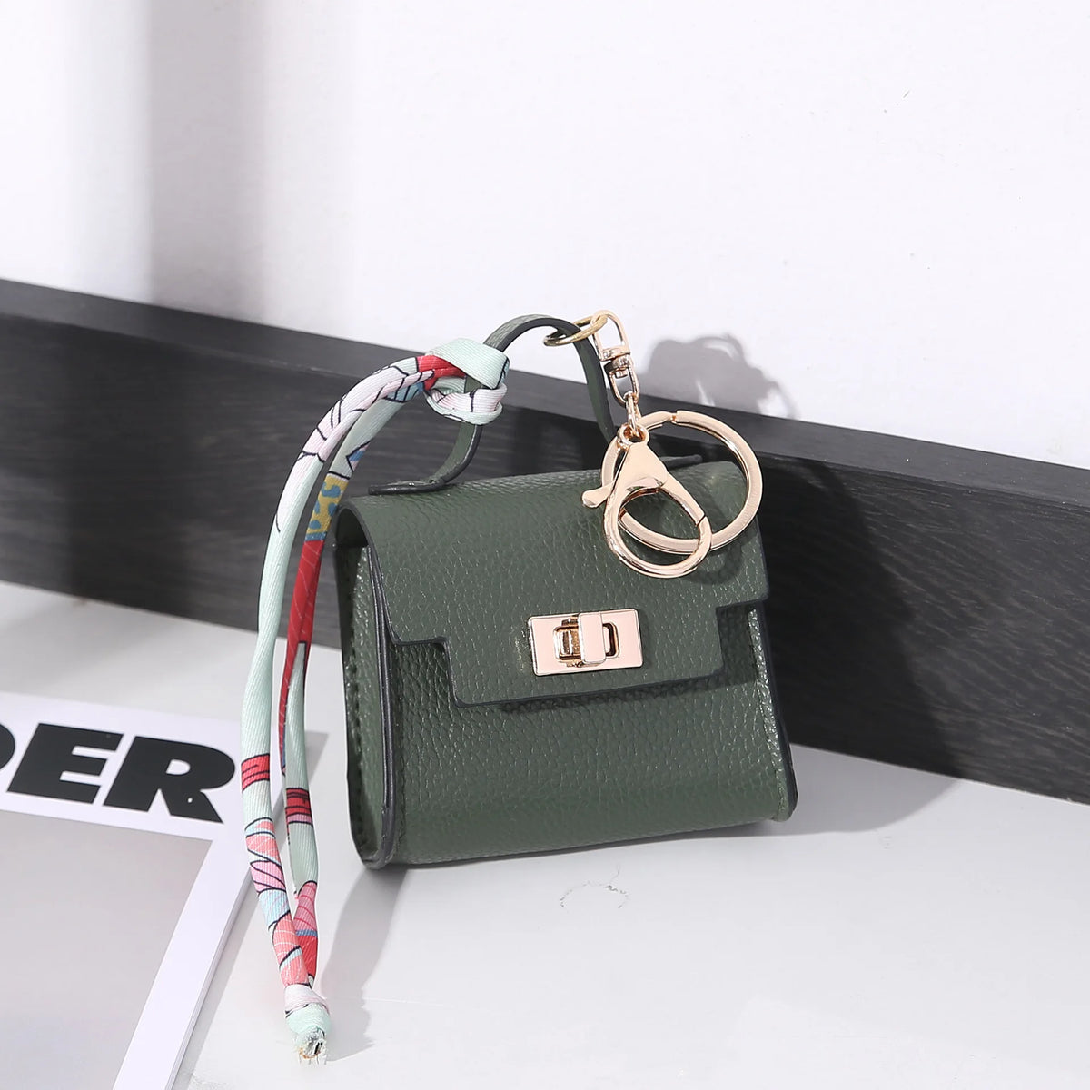 Mini Square Leather Bag Charm Bag Pendant Light Luxury Cute Bag Pendant Fashion Decor Accessories Creative Keychain Coin Purse