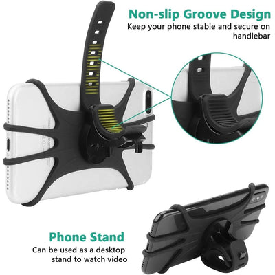 Safe 360 Rotatable Silicone Anti Slip Bike Motorcycle Phone Holder Pull Type Bracket for All Phones Stand Kit Set Case