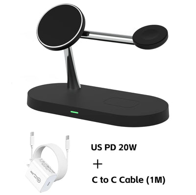 3 in 1 Wireless Charger Stand Magnetic For iPhone 12-17 Fast Charging Station for Apple Watch 11 10 9 8 7 6 5 Airpods 2 3 Pro
